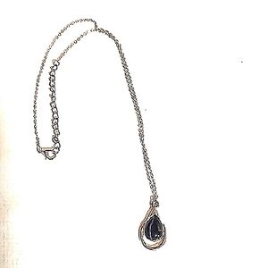 Danecraft Elegant Silver Plated Necklace with Blue Pendant Like New.